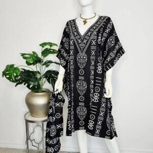 Kimono Kaftan Loungewear Dress with matching headwrap